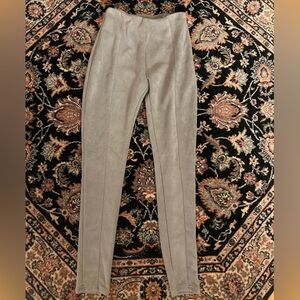 Vegan Suede Silver High Waist Stretchy Slacks